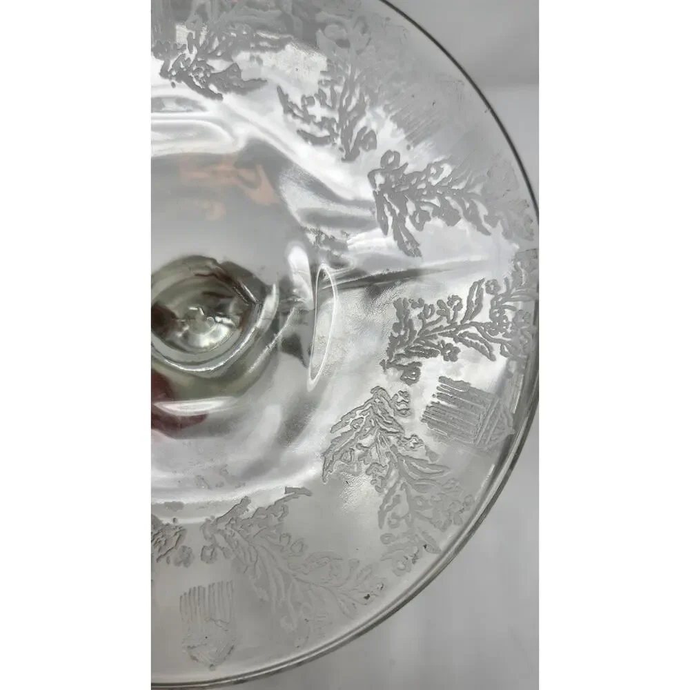 Vintage Double Candlestick Holder | Paden City Glass Co | Etched Floral Base